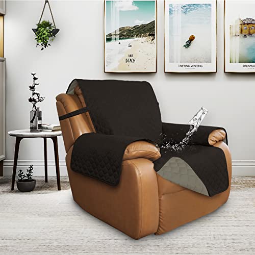 Double Protection 100% Waterproof Recliner Covers for Living Room (Chocolate/Beige / Recliner Large)