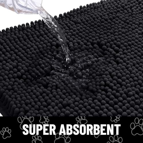 Dog Door Mat for Muddy Paws (59"X32" / Black and White)