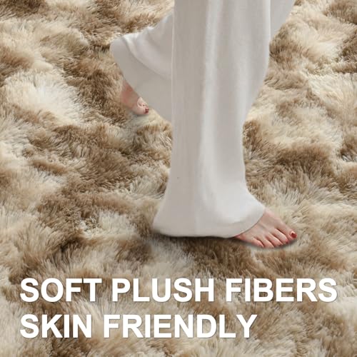 4x6 Ft Shag Area Rug for Bedroom Living Room (Ea Khaki 4sm11 / 4' X 6' (Rectangular))