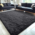 5x7 Machine Washable Large Area Rugs for Living Room (5x7 Ft / Black)