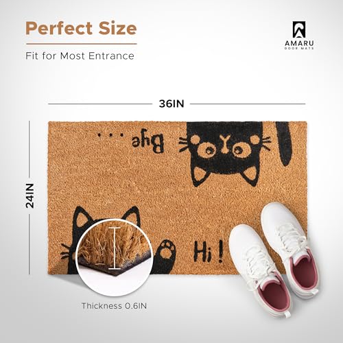 Coir Welcome Mat (Hi-bye Cat / 24x36)