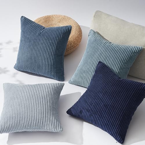 Decorative Throw Pillow Covers Cushion Cases (Blue / 22" x 22" (Pack of 4))