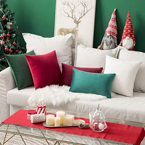 12x20 Inch Lumbar Velvet Throw Pillow Covers Pure White (20" x 12" (Pack of 2) / Pure White)