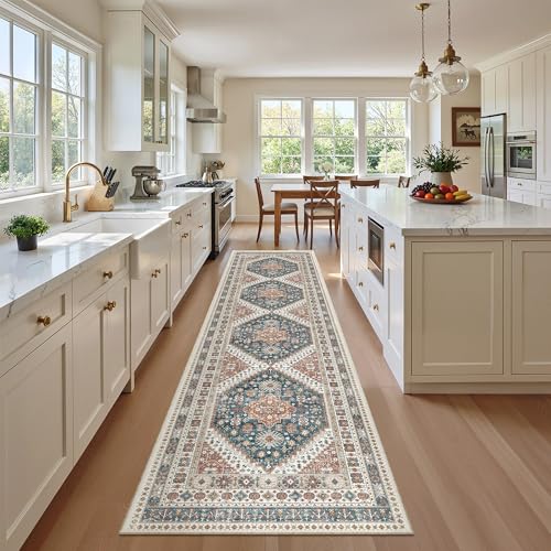 Washable Runner Rugs 2x10 Long for Hallway Kitchen (Navy Blue / 2' x 10' (Runner))