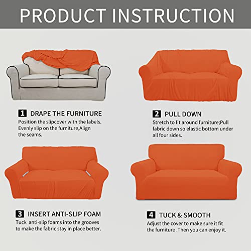 Stretch Oversized Sofa Couch Slipcover Washable Orange (X-Large Sofa / Orange)