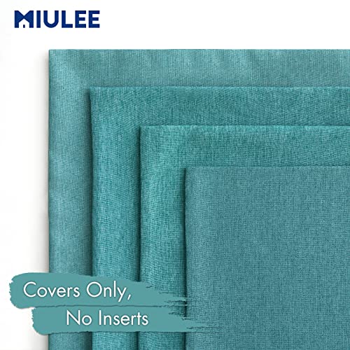 Pack of 4 Decorative Outdoor Throw Pillow Covers Linen Waterproof Pillow Covers Summer Farmhouse Cushion Cases for Patio Garden Tent Balcony Couch Sofa 18x18 Inch Turquoise (18" x 18" (Pack of 4) / Turquoise)