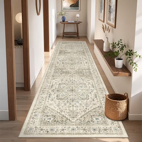 Kitchen Runner Rug Non Slip Washable Rugs 2.5x8 (Brown/Beige / 2'6" x 8' (Runner))