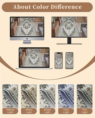 Area Rug 4x6 Washable Rugs Vintage for Living Room (Black / 4' x 6' (Rectangular))