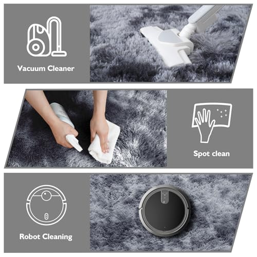 8x10 Fluffy Area Rugs for Living Room (Mottling Black / 8' x 10' (Rectangular))