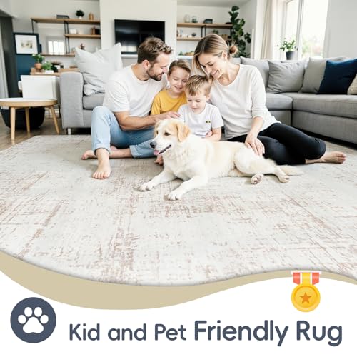 8x10 Washable Area Rug for Living Room Bedroom (Beige/White / 8' x 10' (Rectangular))