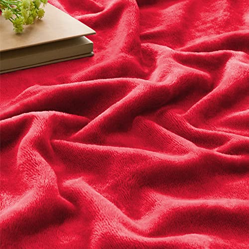 Fleece Blankets Queen Size Red Throw Blankets for Bed (Red / Queen(90"x90"))