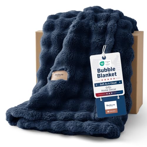 Cloud Bubble Cozy Throw Blanket for Couch (Navy Blue / Throw (50" X 60"))