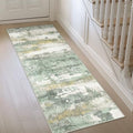 2'6"x4 Green Abstract Runner Rug (Light Green/Cream / 2'6" x 4' (Rectangular))