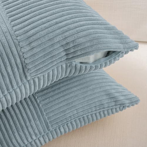 Set of 2 Light Blue Long Lumbar Decorative Throw Pillow Covers 16x24 Inch for Couch Bed Sofa (Light Blue / 24" x 16" (Pack of 2))