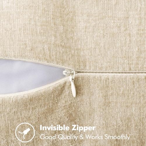 Decorative Couch Throw Pillow Covers 22x22 Inch Beige 2 Pack (Beige / 22" x 22" (Pack of 2))
