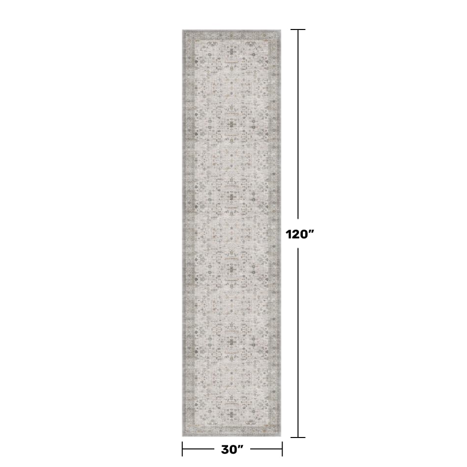 Boho Washable 10ft Long Runners for Hallways (2'6" x 10' (Runner) / Light Gray / Sage)