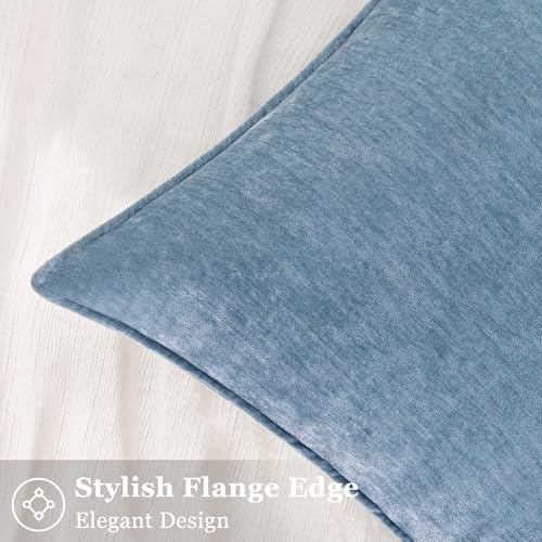 Chenille Blue Grey Velvet Throw Pillow Covers 12x20 Set of 2 (Blue Grey / 20" x 12" (Pack of 2))