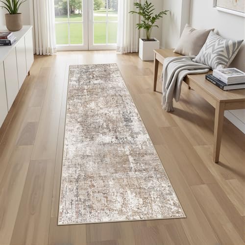 2x8 Washable Runner Rug for Hallway (Brown/Grey/Red / 2' x 8' (Runner))