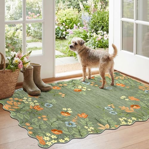 Floral Outdoor Rug (Floral - Green / 2'4" x 3'7" (Rectangular))