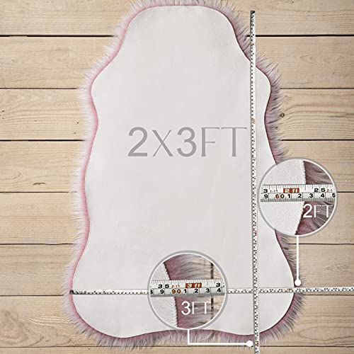 Ashler faux fur rug (5' x 3' (Rectangular) / R-frosted Bottom Pink)