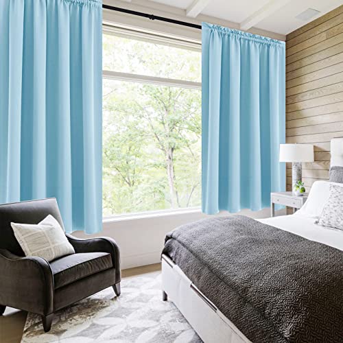 Blackout Curtains for Bedroom Living Room 52 x 45 Inch Long 2 Panels (Light Blue / 52"W x 45"L (Pack of 2))
