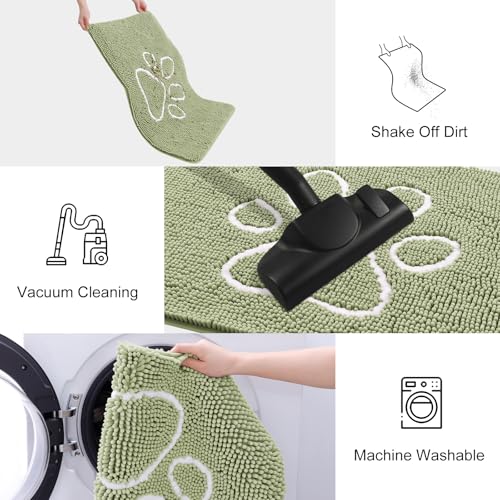 Dog Door Mat for Muddy Paws (47"X32" / Sage Green and White)