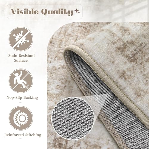 Area Rug 3x5 Washable Rug (Brown / 3' x 5' (Rectangular))