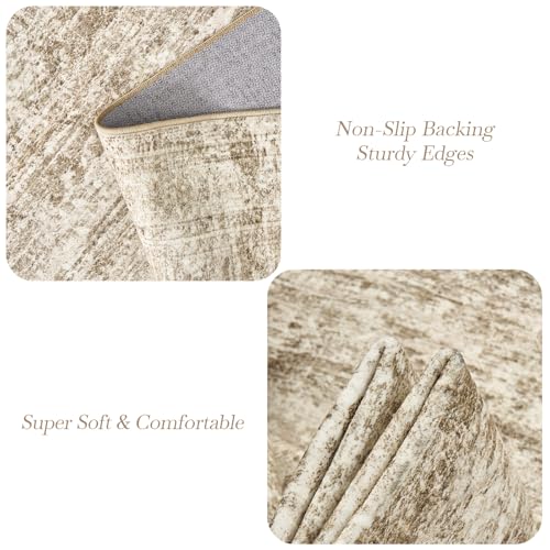 Washable Area Rug 8x10 Large Soft Brown Rugs for Living Room (Brown / 8' x 10' (Rectangular))