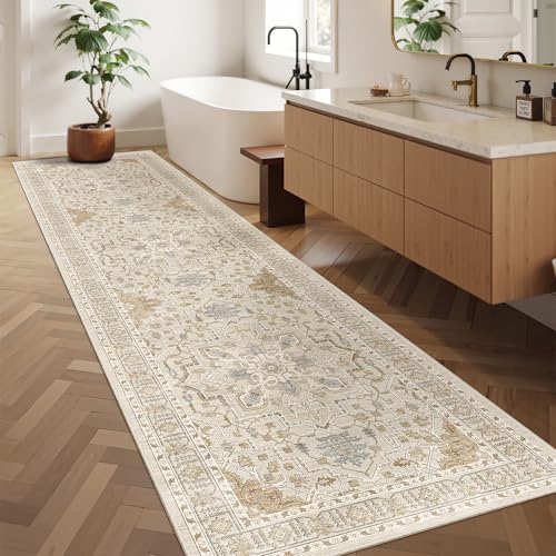 Hallway Runner Rug 2'6''x10' Kitchen Runners Vintage (Beige/Blue / 2'6" x 10' (Runner))