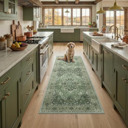 Washable Area Rug (Green/Dark Green/Gray / 3' x 6' (Rectangular))