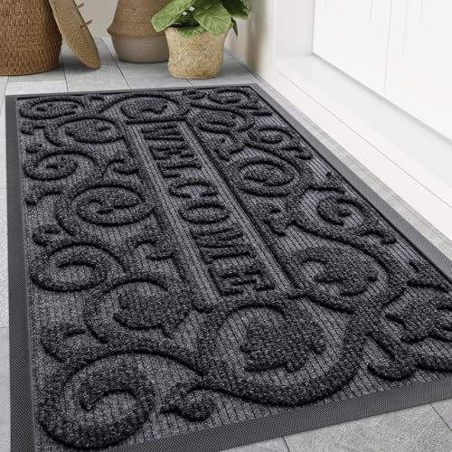 Front Door Mat Outside Entrance (Grey / 47" X 32")