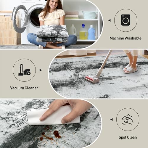 4x6 Area Rugs for Living Room (Black White Grey / 4' x 6' (Rectangular))