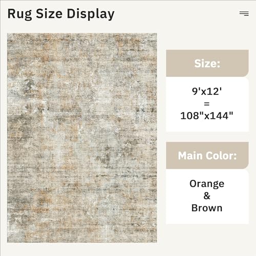 9x12 Area Rugs for Living Room Washable Rug Abstract Orange (Orange/Brown / 9' x 12' (Rectangular))