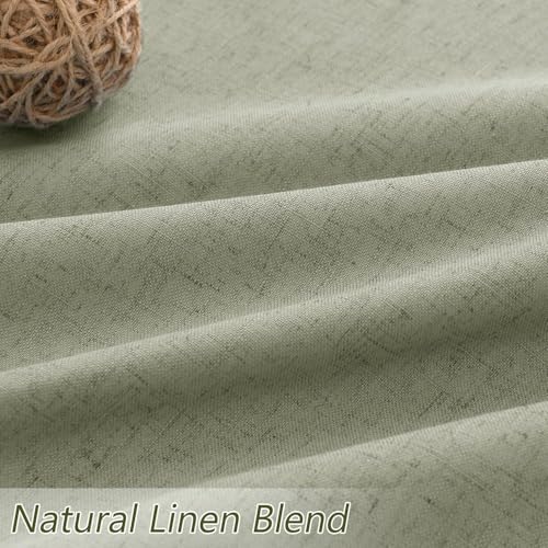 Sage Green 100% Blackout Curtains 45 Inch Length 2 Panels Set for Living Room Bedroom Back Tab Thermal Insulated Black Out Linen Drapes Room Darkening Window Curtains 52x45 (Sage Green / 52"W x 45"L (Pack of 2))