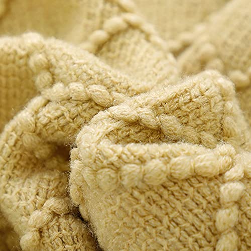 Mustard Throw Blanket 50x90 Inch Boho Knit Soft Throw Sofa Blanket (Mustard / 50"x90")