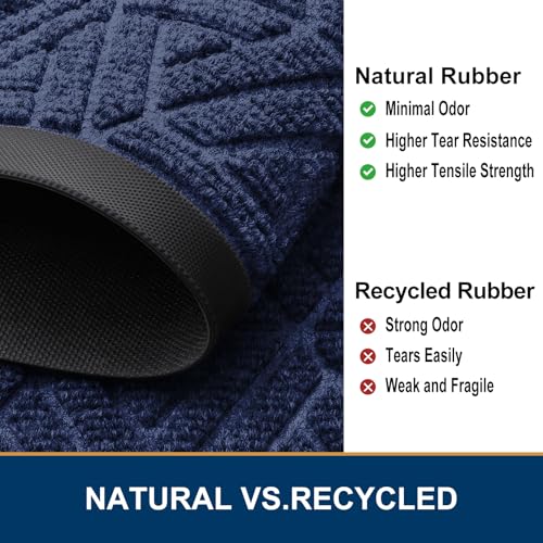 Front Door Mat Outside Entrance (Navy Blue / 59" X 23")