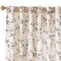 Black Vintage Floral Linen Curtains Farmhouse 50W X 63L 2 Panels (Black on Beige / 50"W x 63"L (Pack of 2))