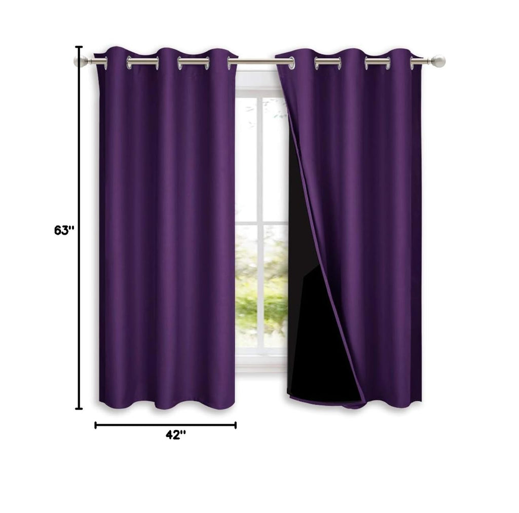 Room Warming 100% Blackout Curtain Panels (Royal Purple / 42"W x 63"L (Pack of 2))