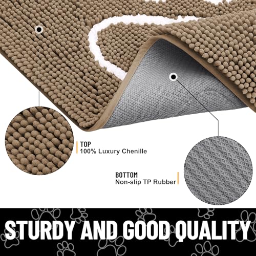 Dog Door Mat for Muddy Paws (70"X24" / Camel and Black)