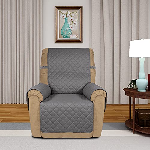 Reversible Recliner Chair Covers Couch Covers for Dogs (Small Recliner / Gray/Gray)