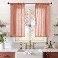 Linen Short Curtains 40 Inch Length for Window (Terracotta / 30"W x 40"L (Pack of 2))