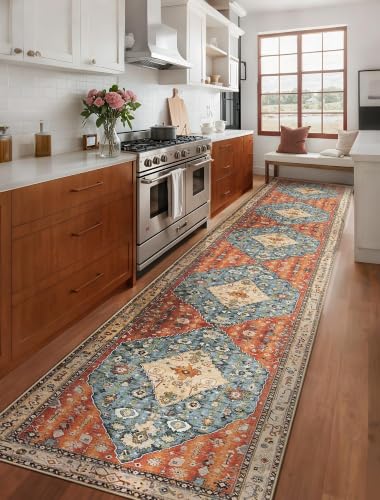2'6"x14' Washable Non Slip Boho Runner Rug for Hallway (Tribal Medallion/Multi / 2'6" x 14' (Runner))