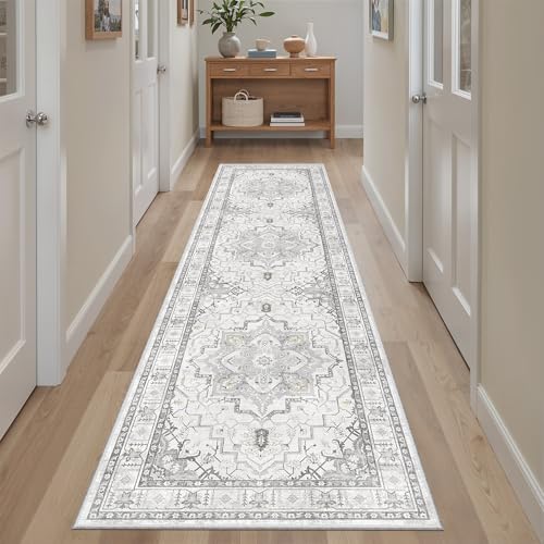 Hallway Runner Rug 2x8 Washable Kitchen Rugs Non (Grey / 2' x 8' (Runner))