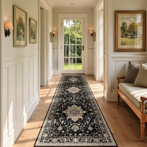 Washable Area Rug (Black/Neutral / 3' x 9' (Rectangular))