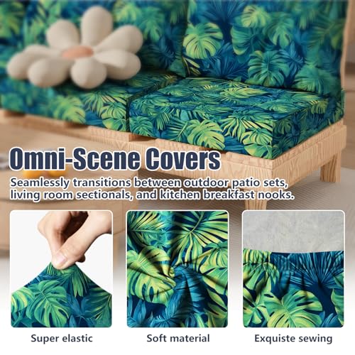 8Pcs Outdoor Cushion Covers (Rainforest / Square-large + Square)