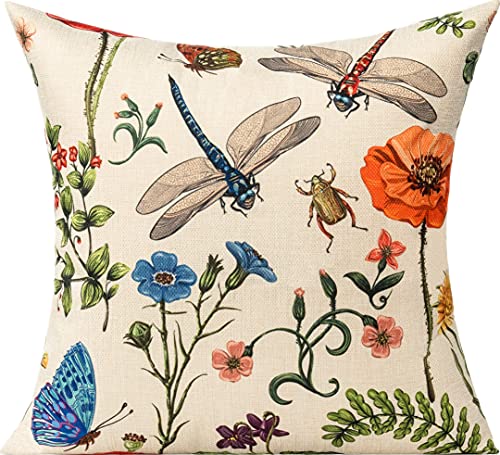 16 x 16 Throw Pillow Covers Outdoor Spring Summer Garden Flowers Farmhouse Outside Furniture Bench Decorative Swing Cushion Set of 4 for Patio Sofa Couch Chair (16x16)