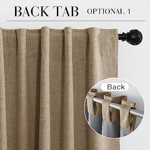 Burlap 100% Blackout Linen Curtains 72 Inch Long for Bedroom (Burlap / 52"W x 72"L (Pack of 2))