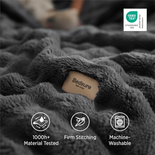 Cloud Bubble Fleece Twin Blanket for Bed (Dark Grey / Twin (60" X 80"))