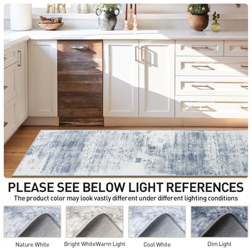 2'6''x8' Runner Rugs Washable Rug (Blue/White / 2'6" x 8' (Runner))