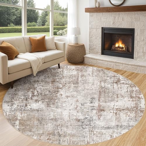 8ft Round Area Rug Living Room Rugs (Brown/Grey/Red / 8' (Round))